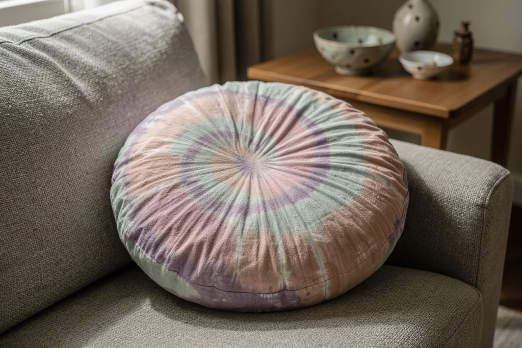 Tendance tie & dye : osez transformer votre intérieur avec le coussin rond coloré