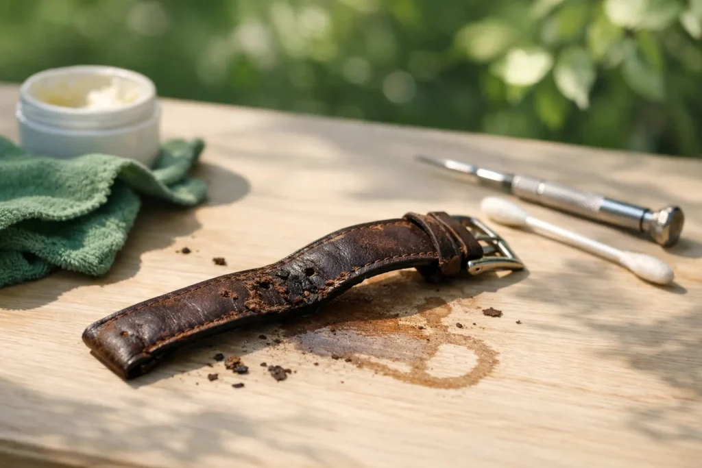 Un bracelet de cuir meurt par la transpiration